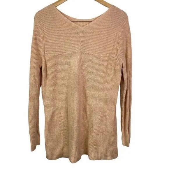 LUMIERE WOMEN'S LONG SLEEVE CREAM KNIT TUNIC SWEATER LARGE - Picture 2 of 6